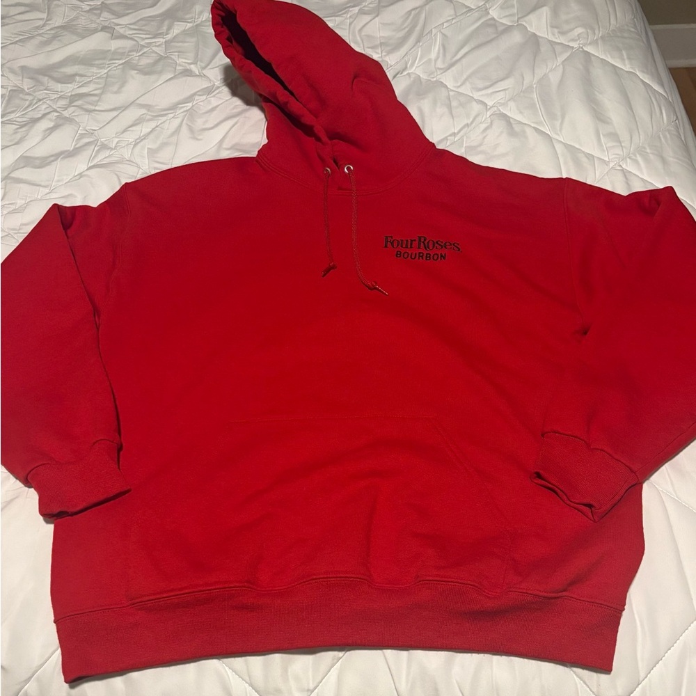 Vintage Four Roses Bourbon Fully Embroidered Hoodie Size L on Jerzees Tag